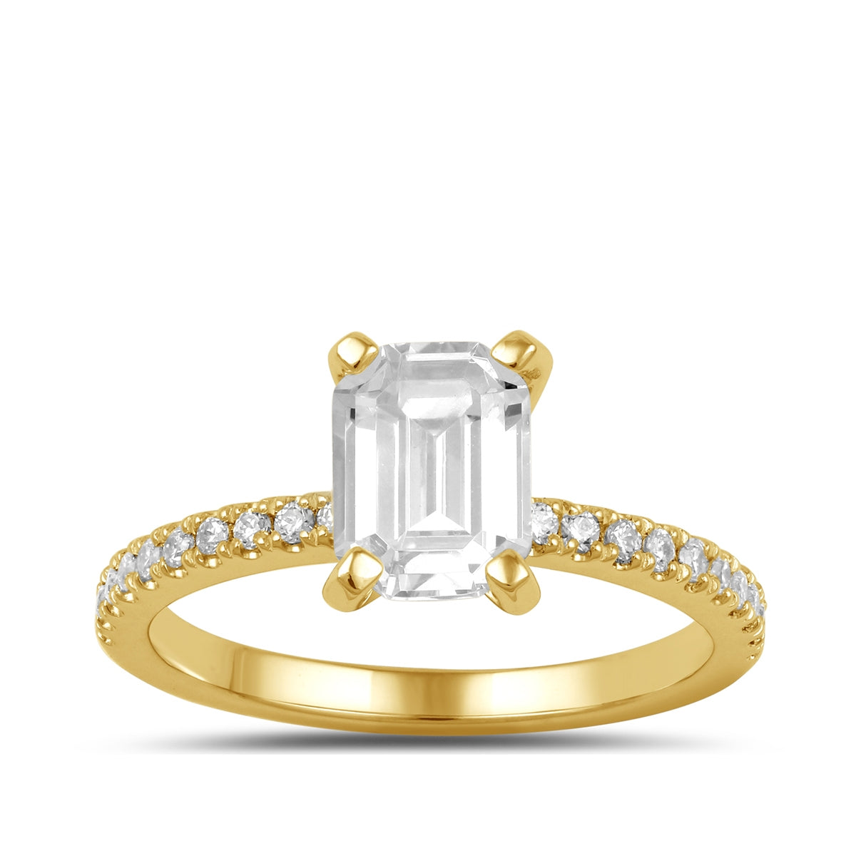 Adamante 3-1/7 ct. tw. Lab-Grown Emerald Cut Diamond Engagement Ring in 14K Yellow Gold