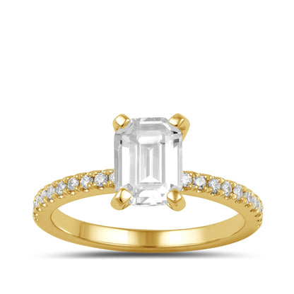 Adamante 3-1/7 ct. tw. Lab-Grown Emerald Cut Diamond Engagement Ring in 14K Yellow Gold