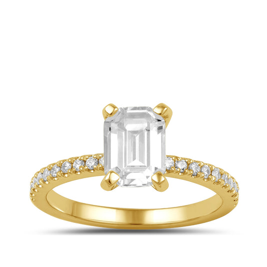 Adamante 3-1/7 ct. tw. Lab-Grown Emerald Cut Diamond Engagement Ring in 14K Yellow Gold