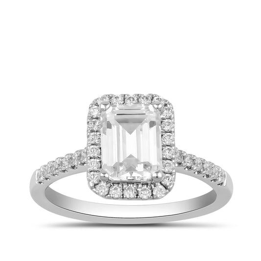 Adamante 3-1/3 ct. tw. Lab-Grown Emerald Cut Diamond Halo Engagement Ring in 14K White Gold (2)