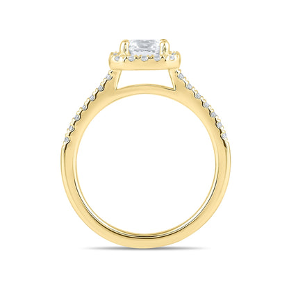 Adamante 3-1/3 ct. tw. Lab-Grown Emerald Cut Diamond Halo Engagement Ring in 14K Yellow Gold front view (2)