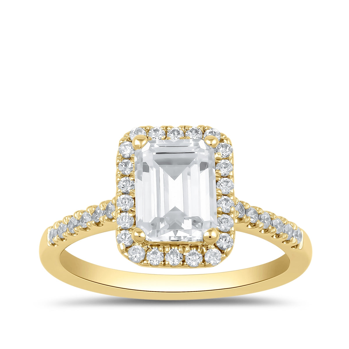 Adamante 3-1/3 ct. tw. Lab-Grown Emerald Cut Diamond Halo Engagement Ring in 14K Yellow Gold (2)