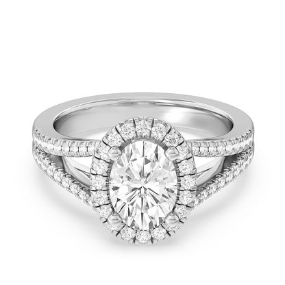 Adamante 3-1/3 ct. tw. Lab-Grown Oval Diamond Halo Engagement Ring in 14K White Gold close-up detail