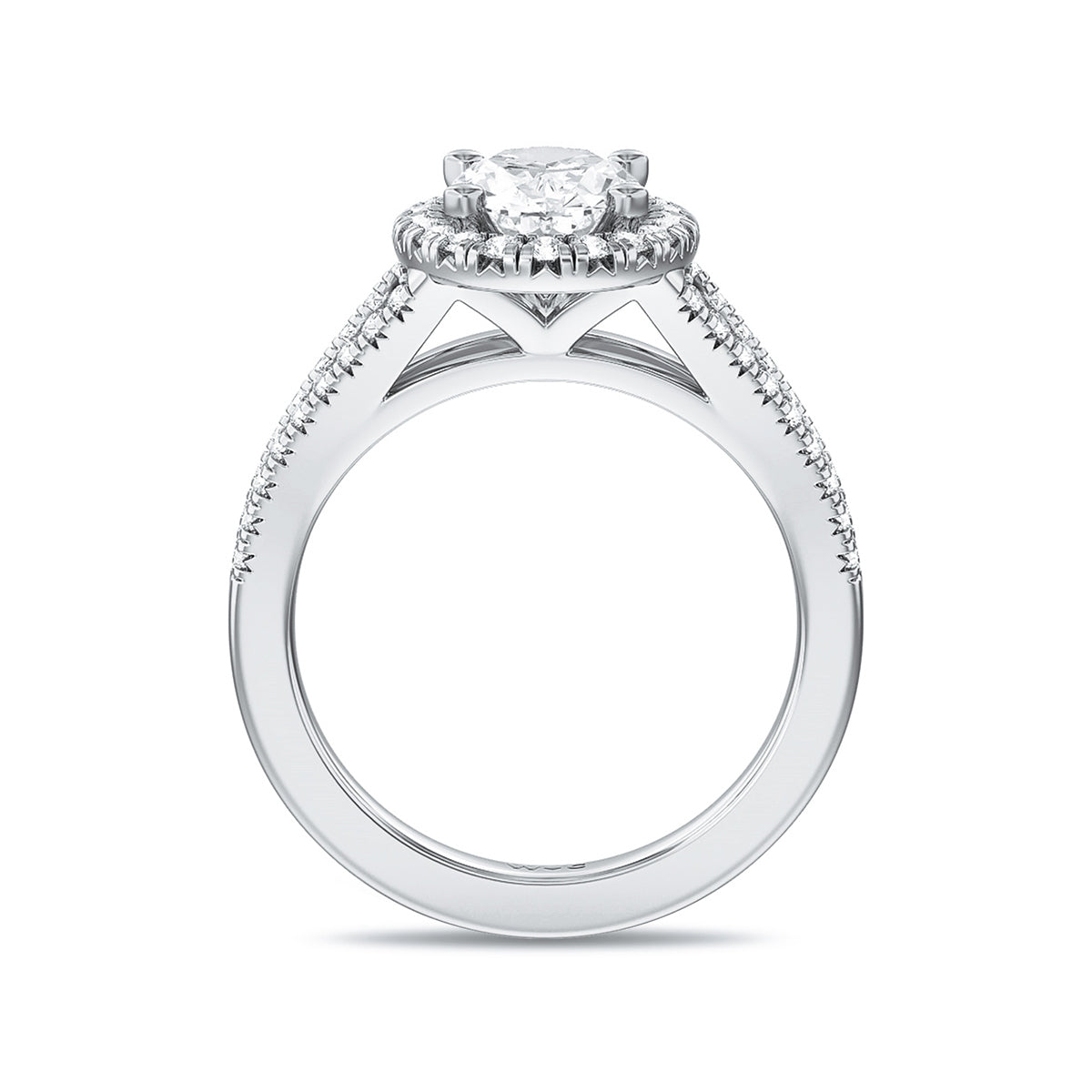 Adamante 3-1/3 ct. tw. Lab-Grown Oval Diamond Halo Engagement Ring in 14K White Gold side profile