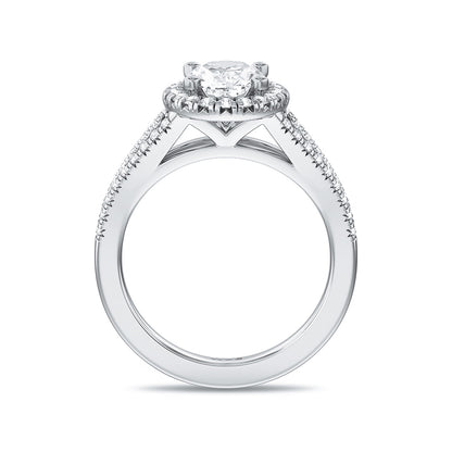 Adamante 3-1/3 ct. tw. Lab-Grown Oval Diamond Halo Engagement Ring in 14K White Gold side profile