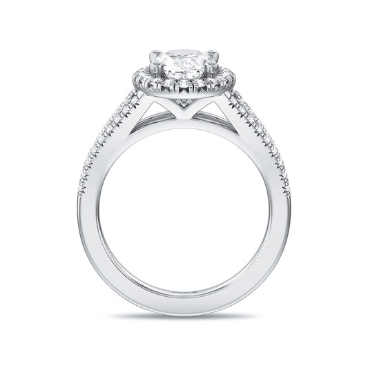 Adamante 3-1/3 ct. tw. Lab-Grown Oval Diamond Halo Engagement Ring in 14K White Gold side profile