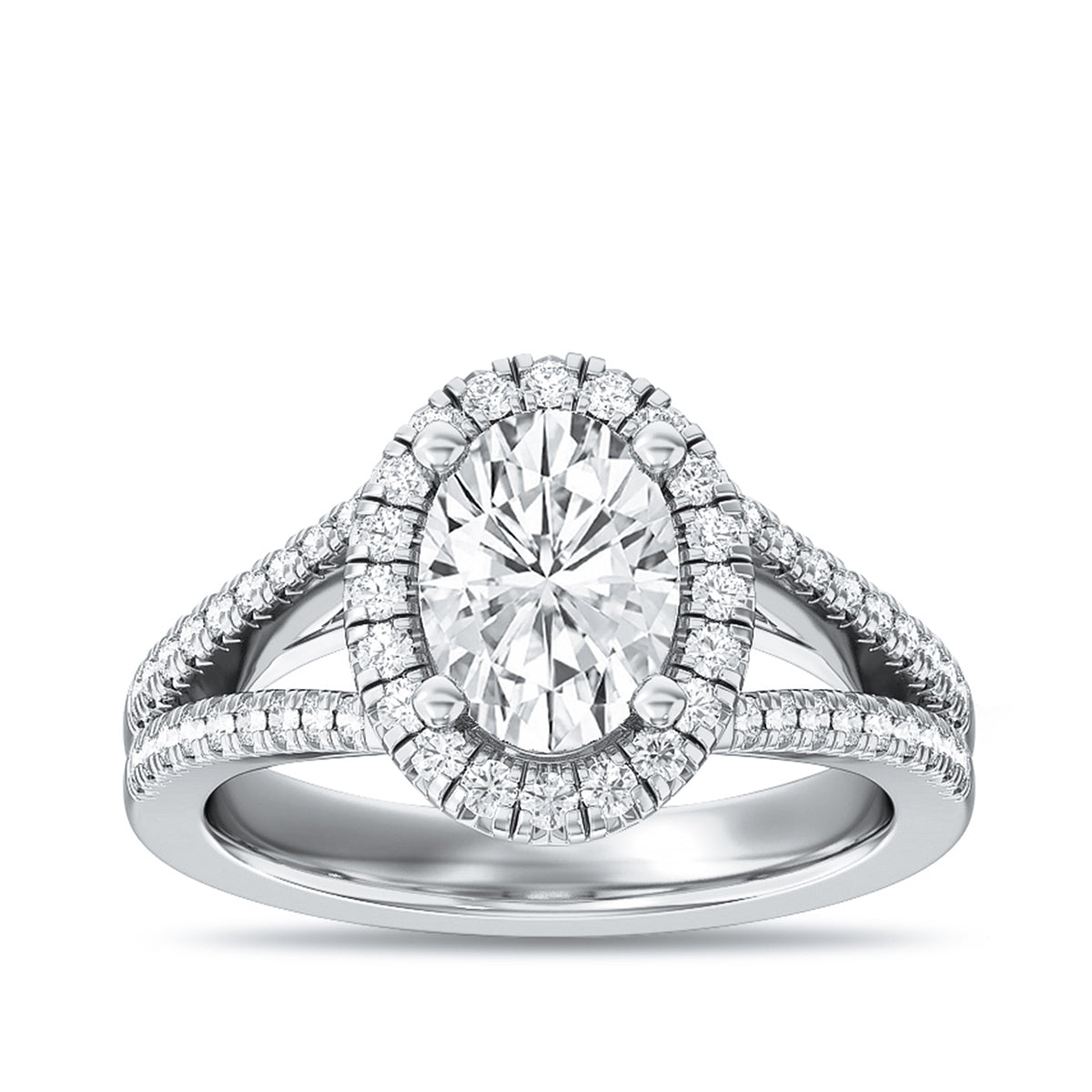 Adamante 3-1/3 ct. tw. Lab-Grown Oval Diamond Halo Engagement Ring in 14K White Gold