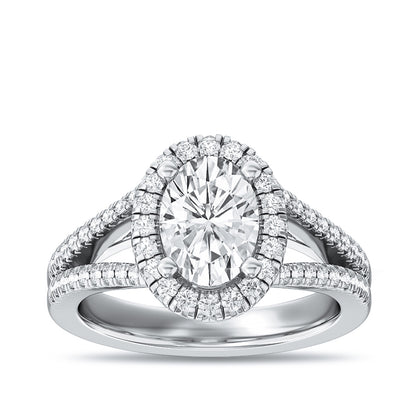 Adamante 3-1/3 ct. tw. Lab-Grown Oval Diamond Halo Engagement Ring in 14K White Gold