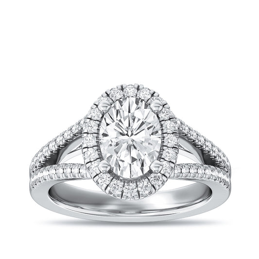 Adamante 3-1/3 ct. tw. Lab-Grown Oval Diamond Halo Engagement Ring in 14K White Gold
