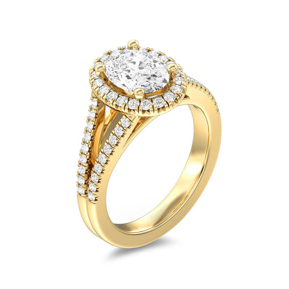 Adamante 3-1/3 ct. tw. Lab-Grown Oval Diamond Halo Engagement Ring in 14K Yellow Gold side profile