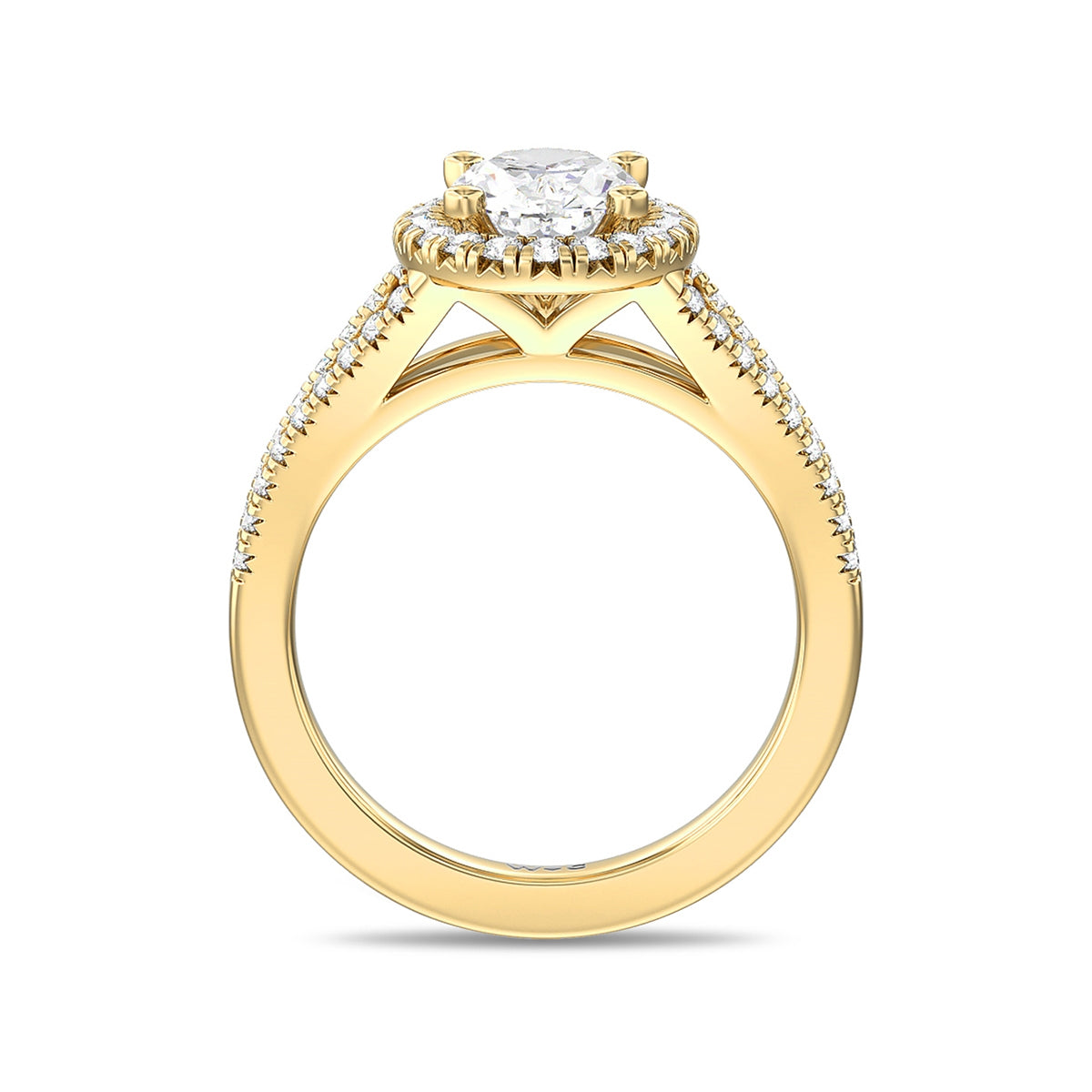 Adamante 3-1/3 ct. tw. Lab-Grown Oval Diamond Halo Engagement Ring in 14K Yellow Gold front view