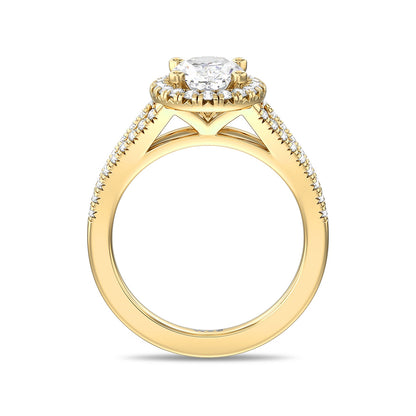 Adamante 3-1/3 ct. tw. Lab-Grown Oval Diamond Halo Engagement Ring in 14K Yellow Gold front view