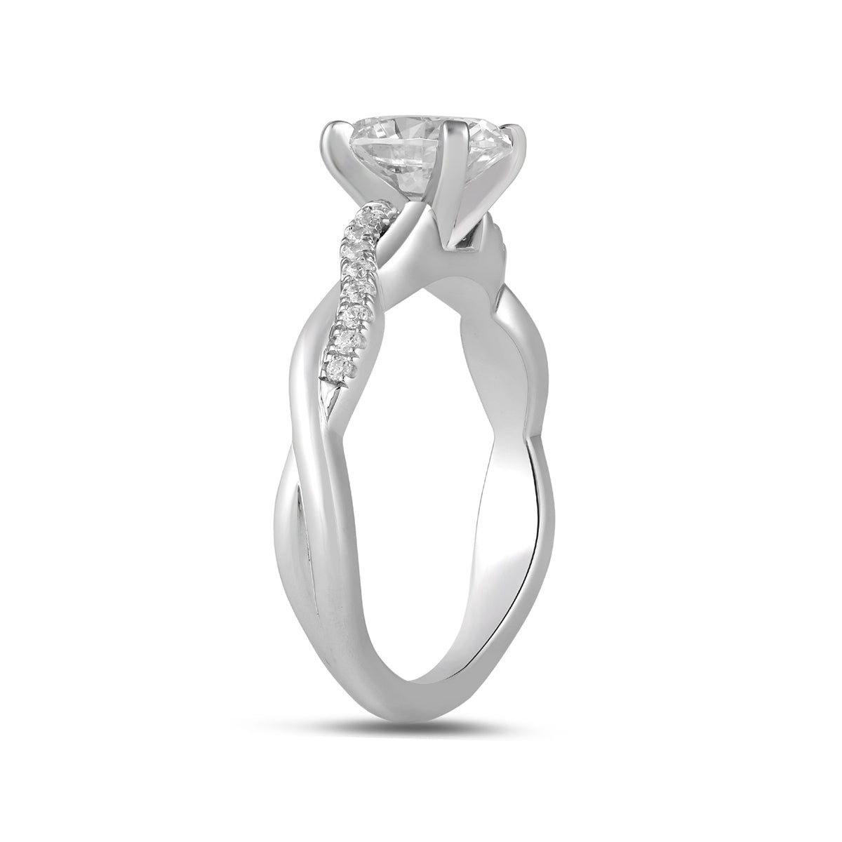 Adamante 3-1/10 ct. tw. Lab-Grown Oval Diamond Twist Engagement Ring in 14K White Gold front view