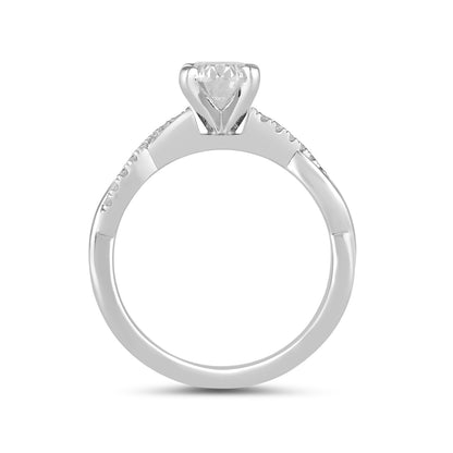 Adamante 3-1/10 ct. tw. Lab-Grown Oval Diamond Twist Engagement Ring in 14K White Gold side profile