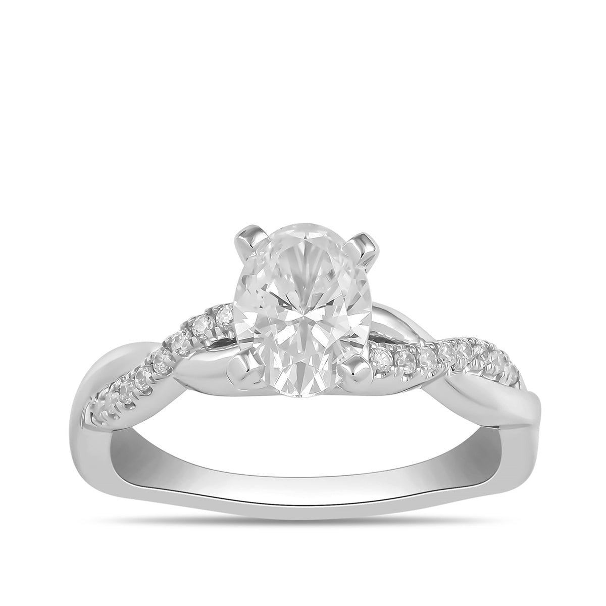 Adamante 3-1/10 ct. tw. Lab-Grown Oval Diamond Twist Engagement Ring in 14K White Gold