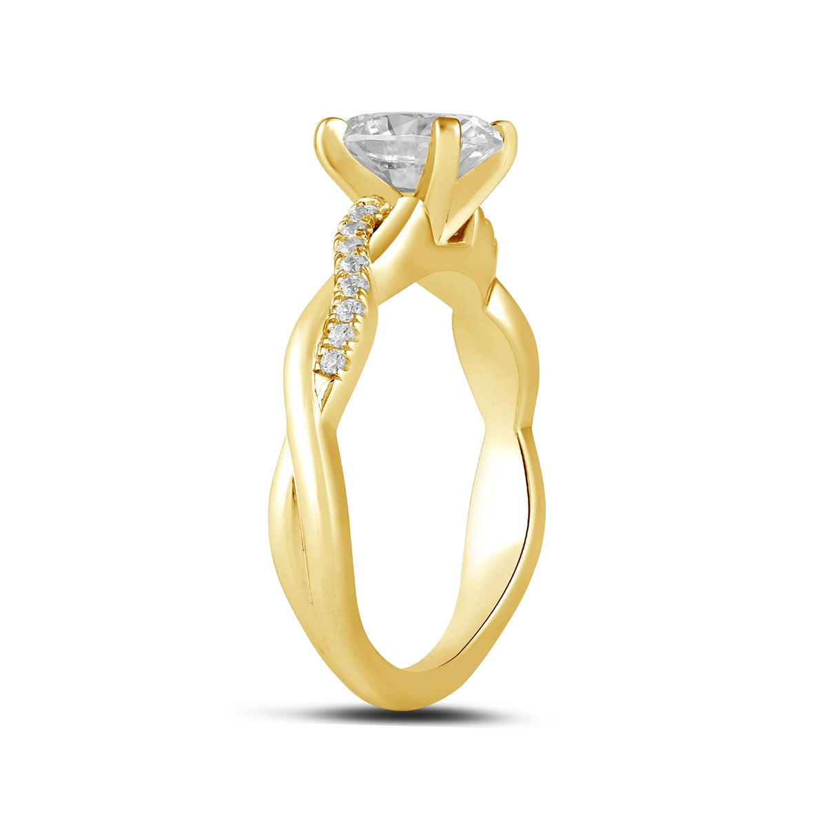 Adamante 3-1/10 ct. tw. Lab-Grown Oval Diamond Twist Engagement Ring in 14K Yellow Gold front view