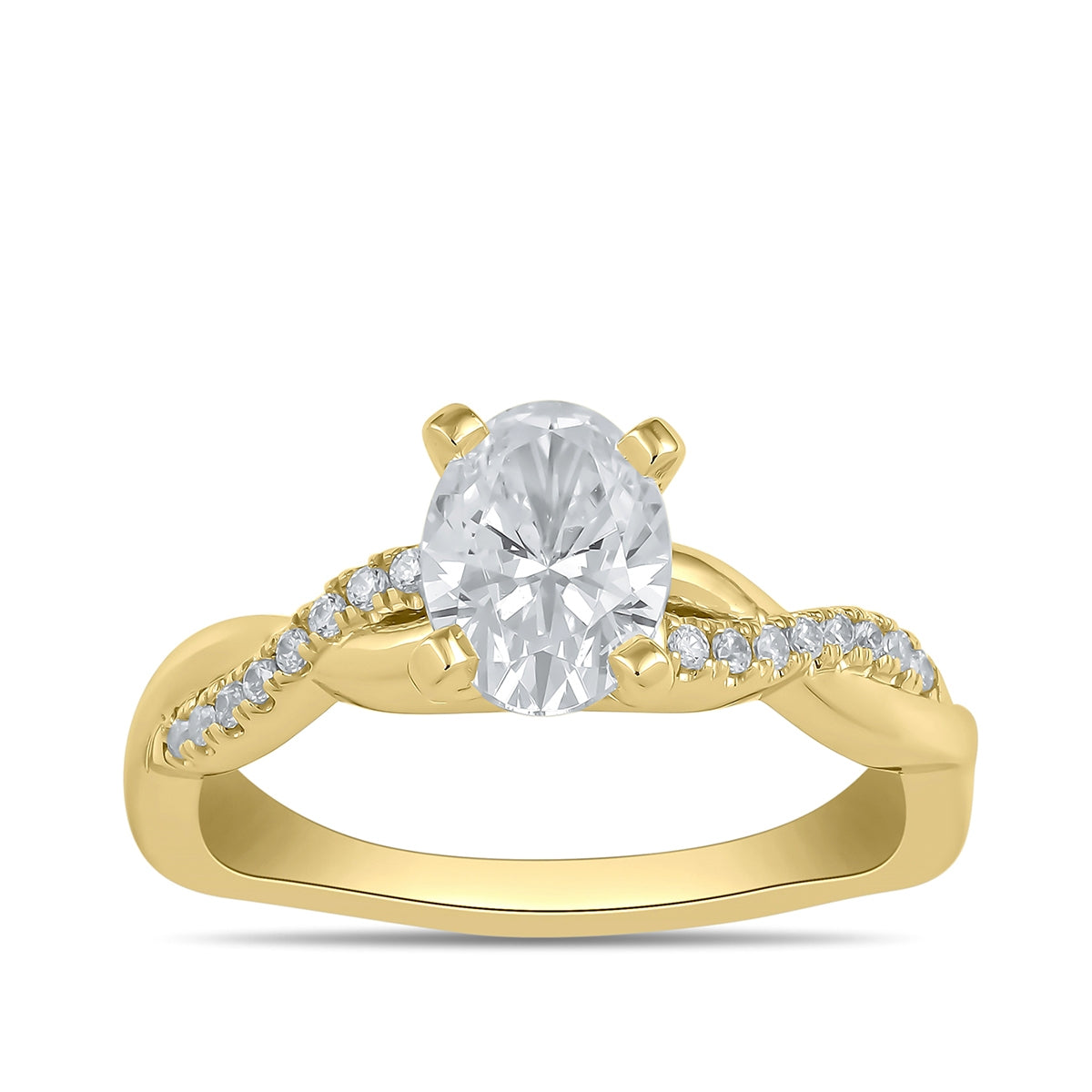 Adamante 3-1/10 ct. tw. Lab-Grown Oval Diamond Twist Engagement Ring in 14K Yellow Gold