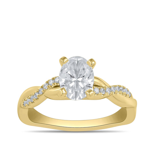Adamante 3-1/10 ct. tw. Lab-Grown Oval Diamond Twist Engagement Ring in 14K Yellow Gold
