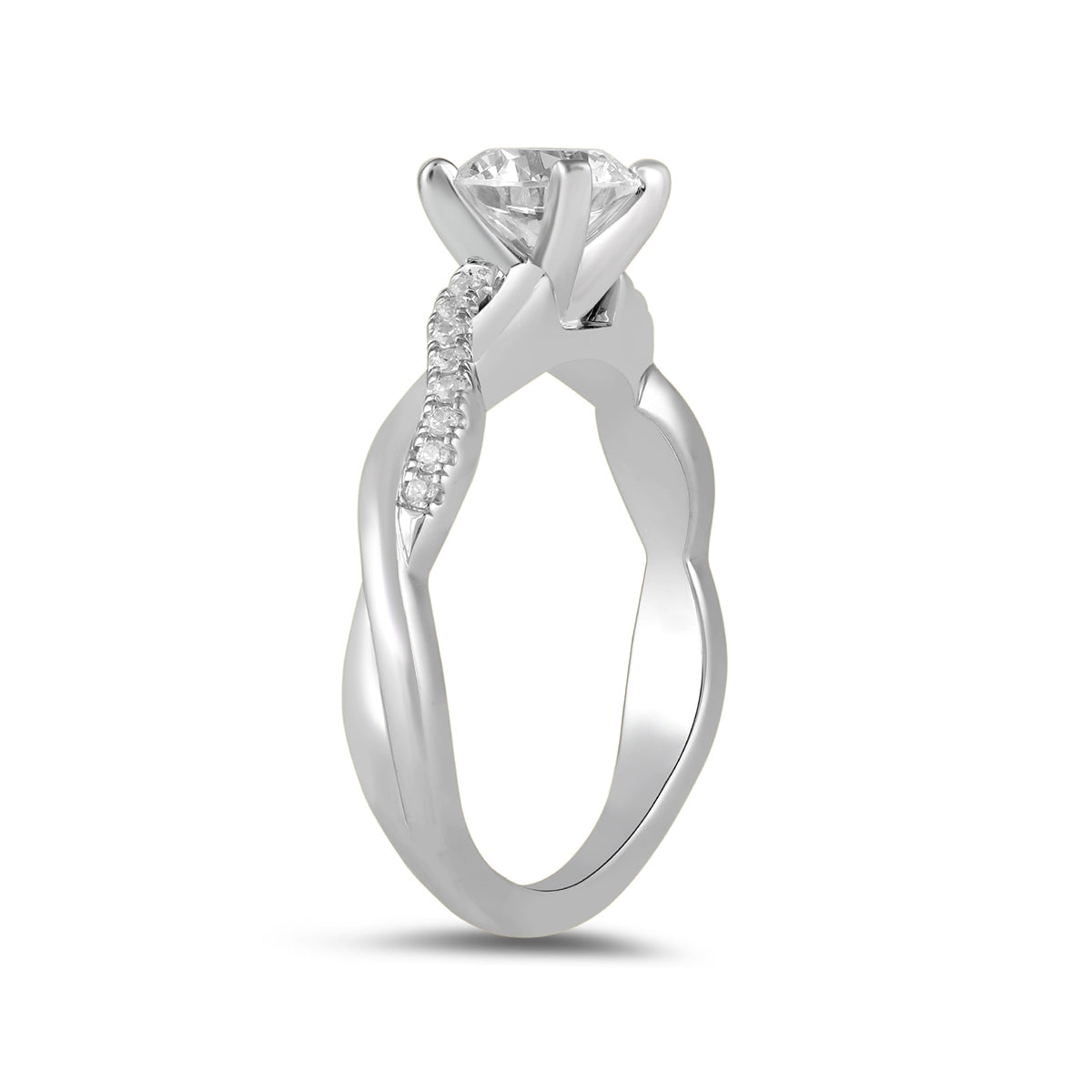 Adamante 3-1/10 ct. tw. Lab-Grown Round Brilliant Diamond Twist Engagement Ring in 14K White Gold front view
