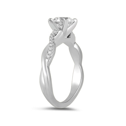 Adamante 3-1/10 ct. tw. Lab-Grown Round Brilliant Diamond Twist Engagement Ring in 14K White Gold front view
