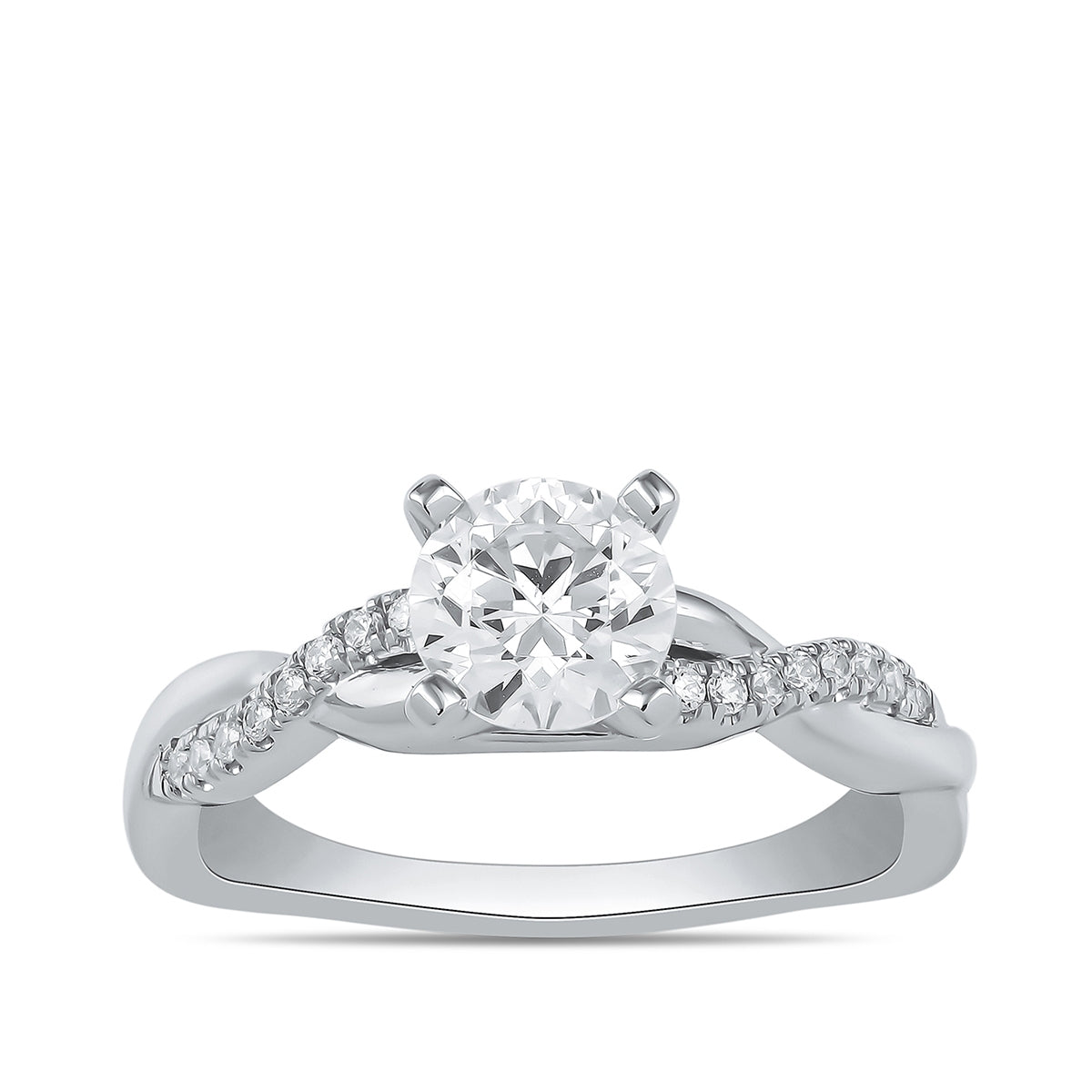 Adamante 3-1/10 ct. tw. Lab-Grown Round Brilliant Diamond Twist Engagement Ring in 14K White Gold