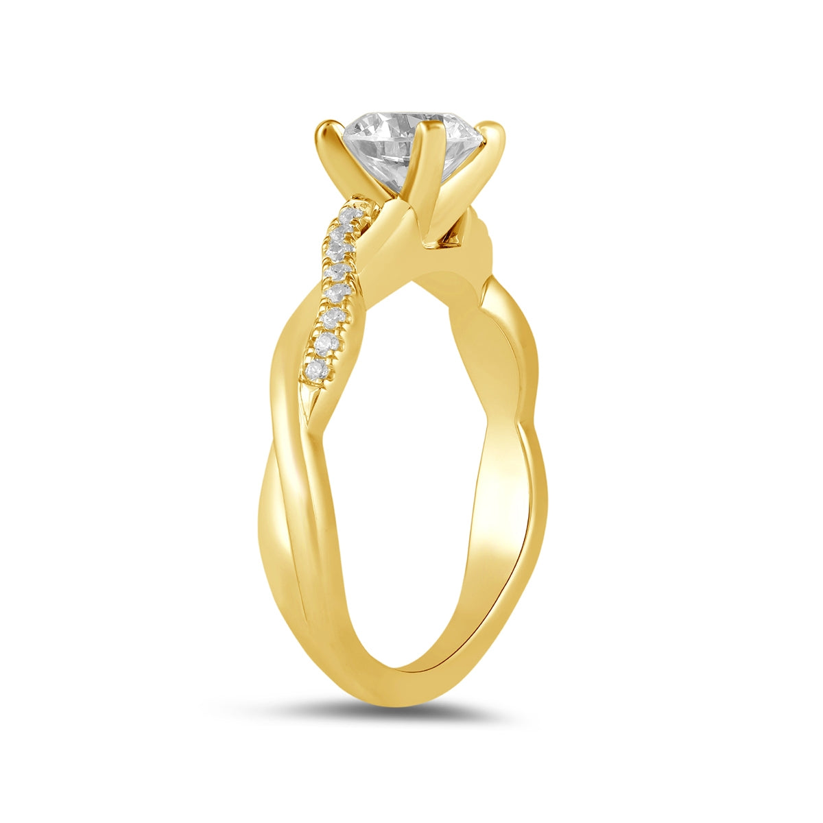 Adamante 3-1/10 ct. tw. Lab-Grown Round Brilliant Diamond Twist Engagement Ring in 14K Yellow Gold front view