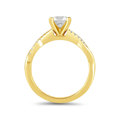 Adamante 3-1/10 ct. tw. Lab-Grown Round Brilliant Diamond Twist Engagement Ring in 14K Yellow Gold side profile