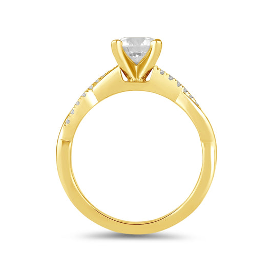 Adamante 3-1/10 ct. tw. Lab-Grown Round Brilliant Diamond Twist Engagement Ring in 14K Yellow Gold side profile