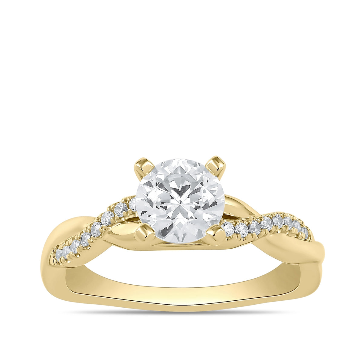 Adamante 3-1/10 ct. tw. Lab-Grown Round Brilliant Diamond Twist Engagement Ring in 14K Yellow Gold
