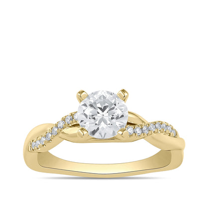 Adamante 3-1/10 ct. tw. Lab-Grown Round Brilliant Diamond Twist Engagement Ring in 14K Yellow Gold