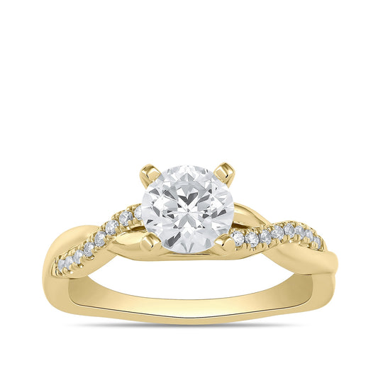 Adamante 3-1/10 ct. tw. Lab-Grown Round Brilliant Diamond Twist Engagement Ring in 14K Yellow Gold
