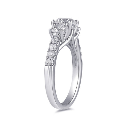 Adamante 1/2 ct. tw. Lab-Grown Round Brilliant Diamond Trio Engagement Ring in 14K White Gold front view
