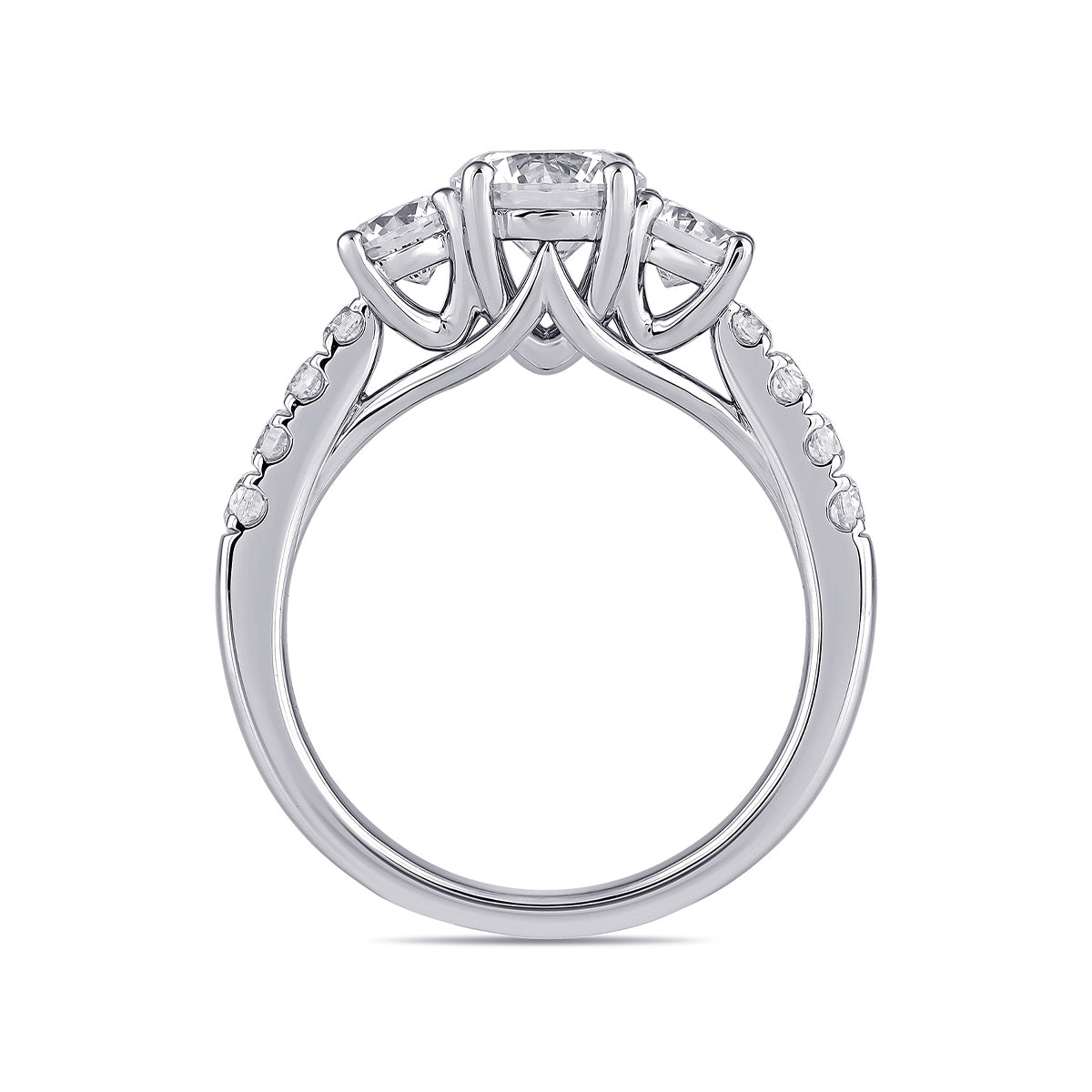 Adamante 1/2 ct. tw. Lab-Grown Round Brilliant Diamond Trio Engagement Ring in 14K White Gold side profile