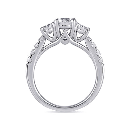 Adamante 1/2 ct. tw. Lab-Grown Round Brilliant Diamond Trio Engagement Ring in 14K White Gold side profile