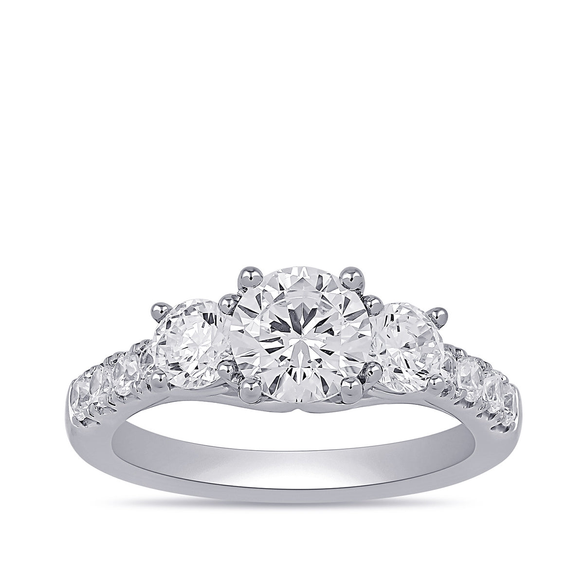 Adamante 1/2 ct. tw. Lab-Grown Round Brilliant Diamond Trio Engagement Ring in 14K White Gold
