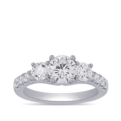 Adamante 1/2 ct. tw. Lab-Grown Round Brilliant Diamond Trio Engagement Ring in 14K White Gold