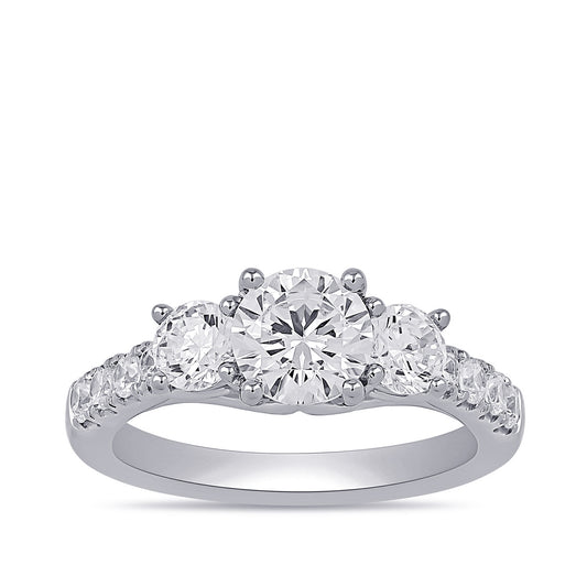 Adamante 1/2 ct. tw. Lab-Grown Round Brilliant Diamond Trio Engagement Ring in 14K White Gold