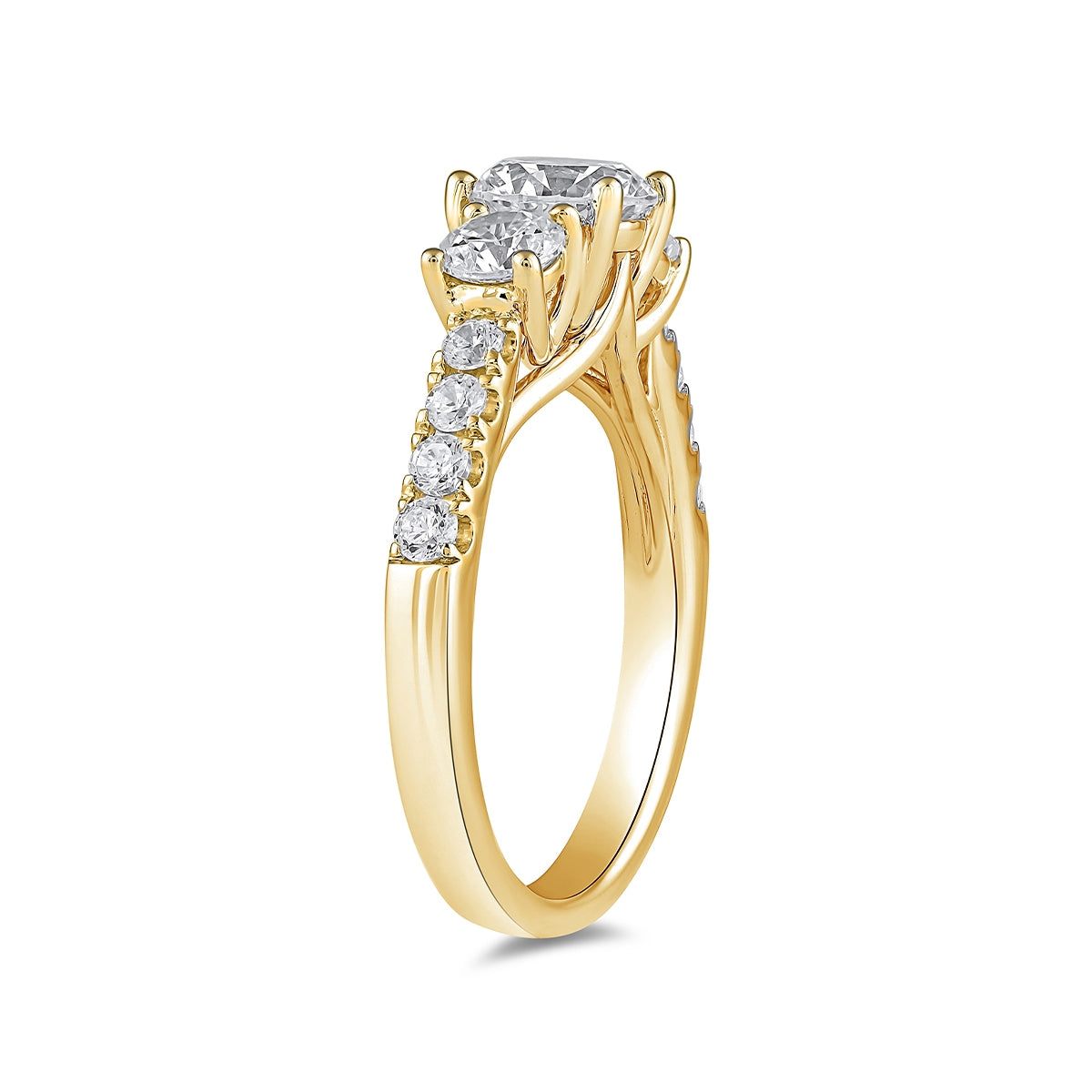 Adamante 1/2 ct. tw. Lab-Grown Round Brilliant Diamond Trio Engagement Ring in 14K Yellow Gold front view