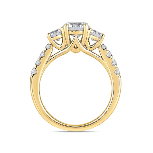 Adamante 1/2 ct. tw. Lab-Grown Round Brilliant Diamond Trio Engagement Ring in 14K Yellow Gold side profile
