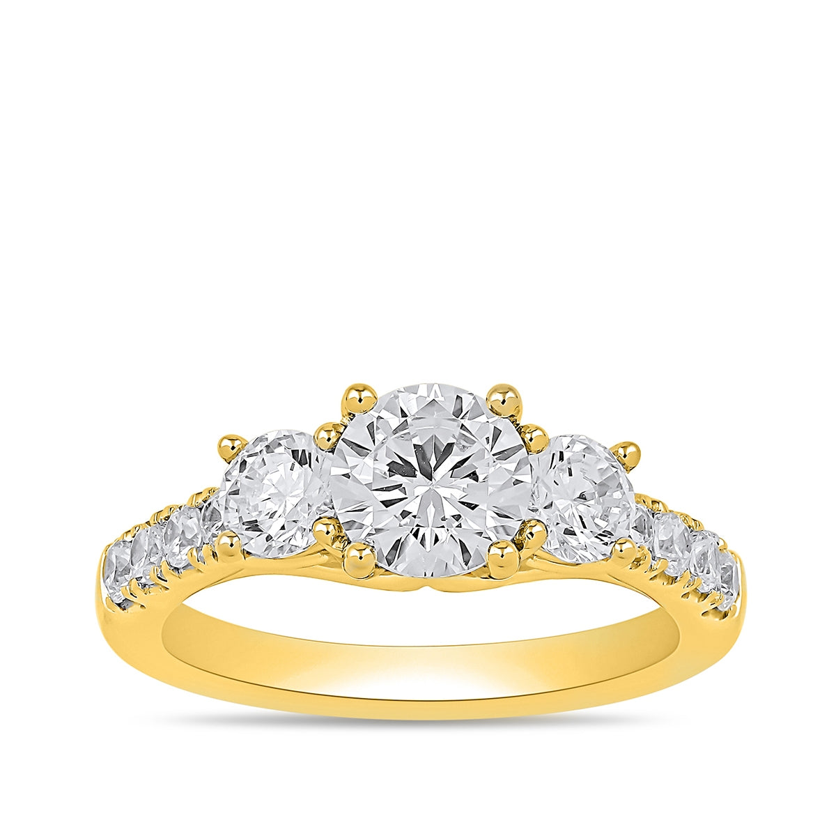 Adamante 1/2 ct. tw. Lab-Grown Round Brilliant Diamond Trio Engagement Ring in 14K Yellow Gold
