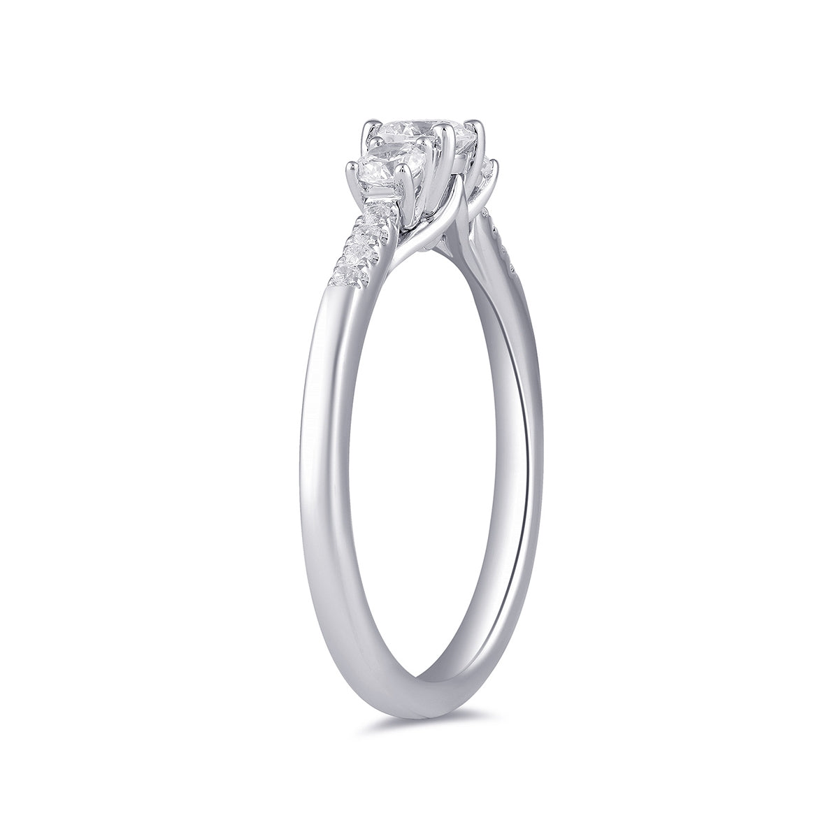 Adamante 3/4 ct. tw. Lab-Grown Round Brilliant Diamond Trio Engagement Ring in 14K White Gold front view