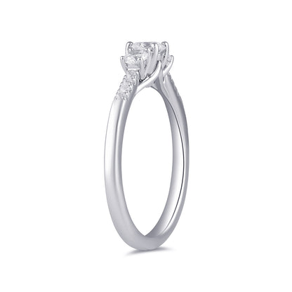 Adamante 3/4 ct. tw. Lab-Grown Round Brilliant Diamond Trio Engagement Ring in 14K White Gold front view
