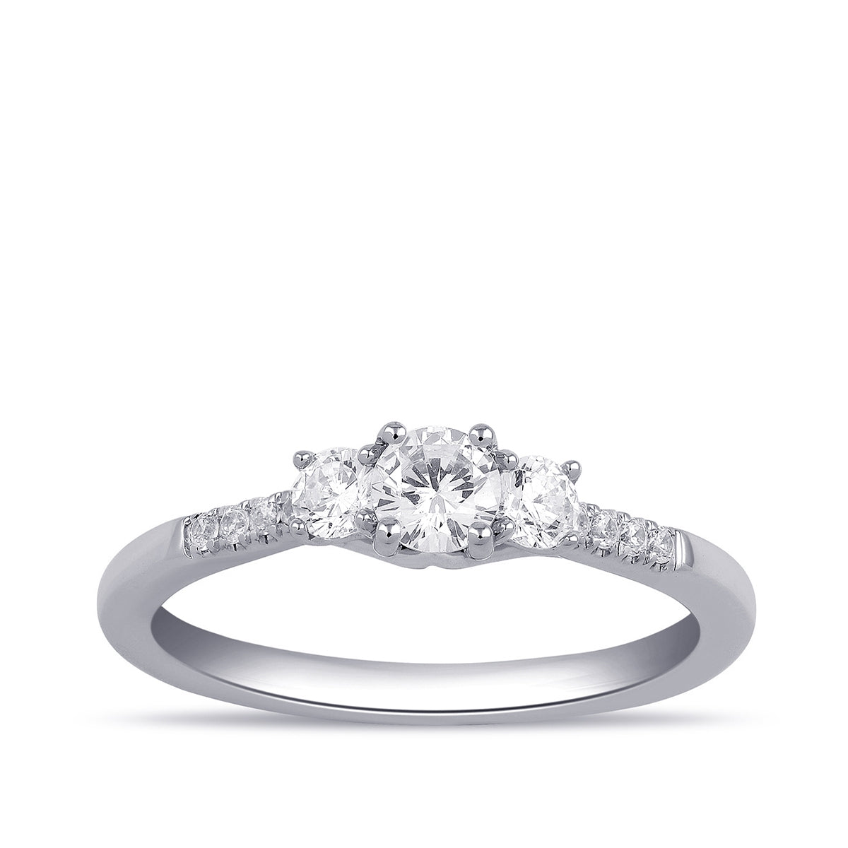 Adamante 3/4 ct. tw. Lab-Grown Round Brilliant Diamond Trio Engagement Ring in 14K White Gold