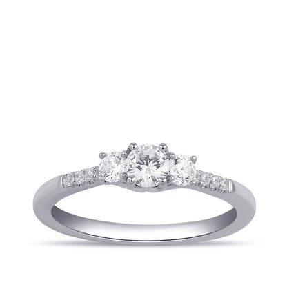 Adamante 3/4 ct. tw. Lab-Grown Round Brilliant Diamond Trio Engagement Ring in 14K White Gold