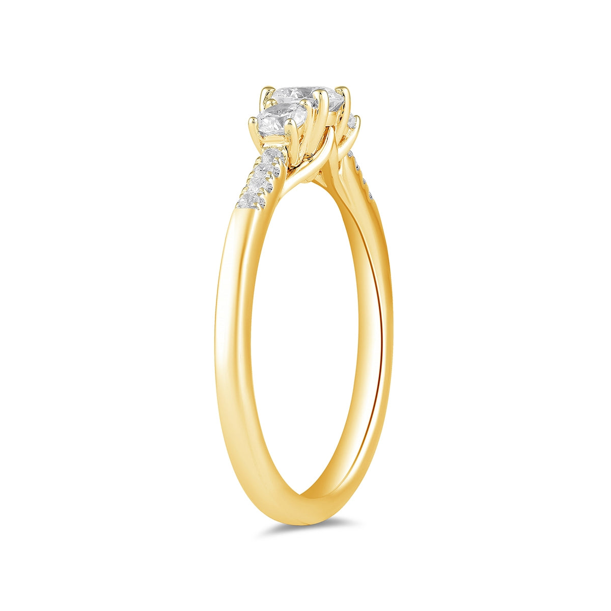 Adamante 3/4 ct. tw. Lab-Grown Round Brilliant Diamond Trio Engagement Ring in 14K Yellow Gold front view