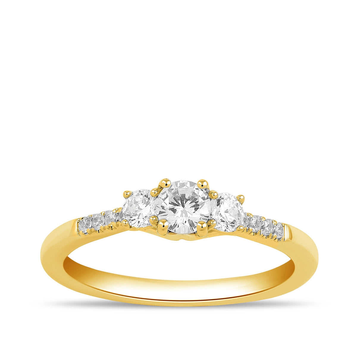 Adamante 3/4 ct. tw. Lab-Grown Round Brilliant Diamond Trio Engagement Ring in 14K Yellow Gold