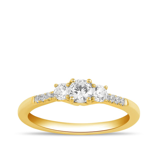 Adamante 3/4 ct. tw. Lab-Grown Round Brilliant Diamond Trio Engagement Ring in 14K Yellow Gold