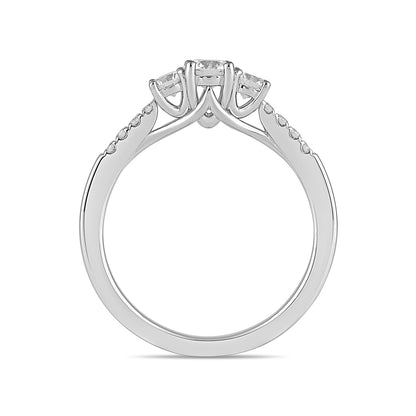 Adamante 1 ct. tw. Lab-Grown Round Brilliant Diamond Trio Engagement Ring in 14K White Gold side profile