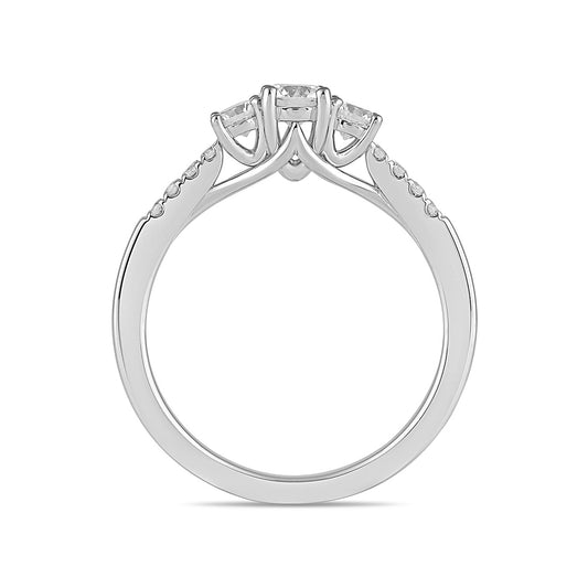 Adamante 1 ct. tw. Lab-Grown Round Brilliant Diamond Trio Engagement Ring in 14K White Gold side profile