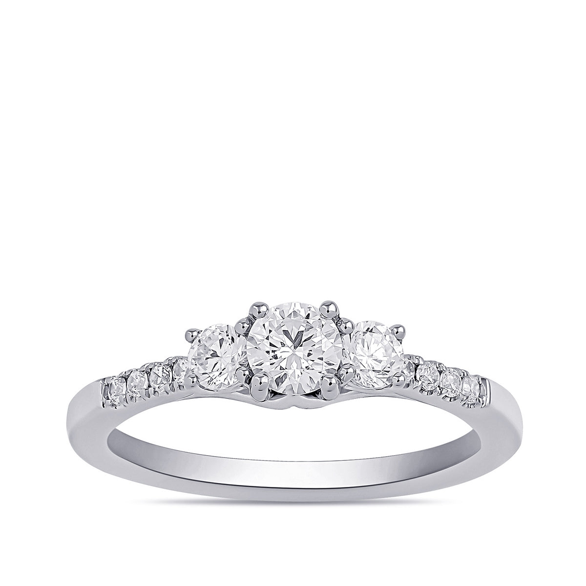 Adamante 1 ct. tw. Lab-Grown Round Brilliant Diamond Trio Engagement Ring in 14K White Gold